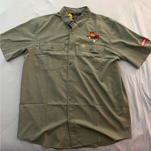 Carhartt Force (NWT) Embroidered Texas Shirt Mens Large Olive Green Short Sleeve